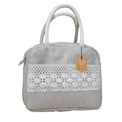 Lunch Carry Bag Jute Cotton Fabric Natural